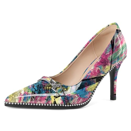 Image of Women's High Heel Pumps Stiletto Heel Pumps for Women Pointed Toe Heels Elegant Classic 3.5 Inch Beaded Pumps