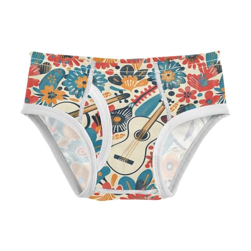 visesunny Boys Cotton Underwear Bohemian Guitar Hand Painted Plant Printed Toddler Soft Training Briefs Size 2T-8Y for Kids