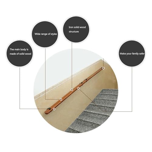 Rampe d'escalier en bois 180 cm avec fixation murale pour loft intérieur