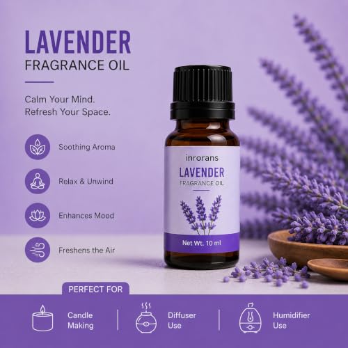 Image of Lavender Fragrance Oil | Premium Scented Oil for Diffuser, Humidifier, Aroma Burner, Potpourri, Candle Making, Soap Making & Home Fragrance | Pack of 2 (10+10 ml)