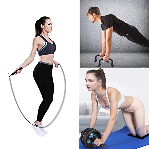 Syntus Atualizado 6 em 1 Rolo de Roda AB com Alças de Barras de Push Up Alças Ajustáveis Pulando Cor