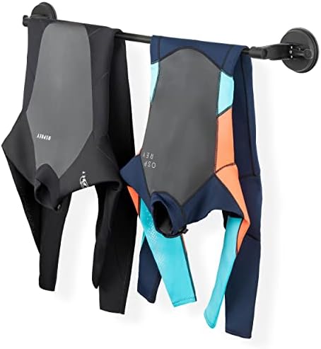 Osprey Wetsuit Hanger, Extendable Clothes Hanger for Wetsuit and Dry suit, Telescopic Pole with Suction Cups, Fits Two Wetsuits, Black