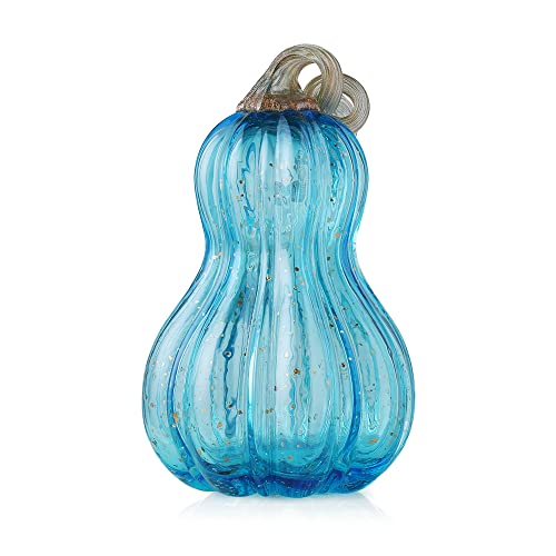 Citrouille en verre bleu de 21,6 cm Glitzhome pour illuminer votre salon cet automne - 3