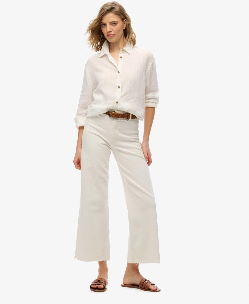 Superdry Chemise décontractée en lin pour femme, style boyfriend, Aspect :, 42