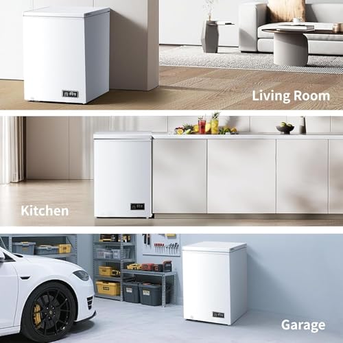 Image of Kismile 3.5 Cu.Ft Compact Chest Freezer, Ultra-Low Temperature Deep Freezer (-40F to 14F), Energy-Efficient, Digital Adjustable Thermostat, Top-Opening Door with 2 Removable Baskets, White