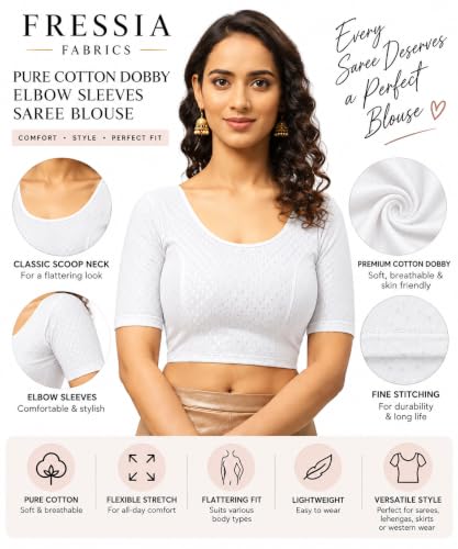 Image of Fressia Fabrics Women's Black Cotton Stretchable Readymade Saree Blouse