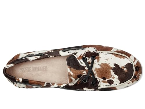 Steve Madden Women's Sag Boat Shoe, Cow Print, 7.5