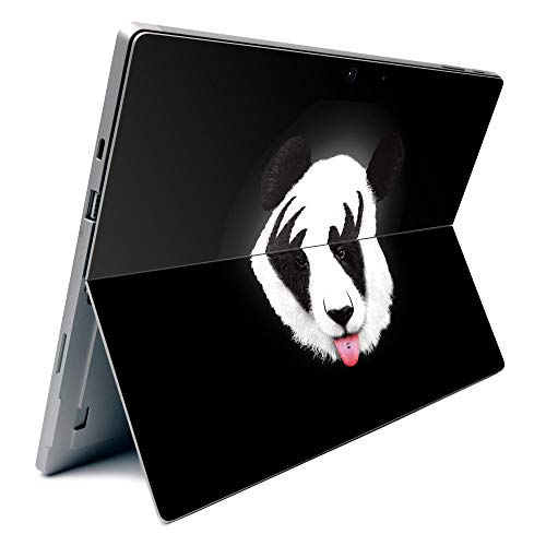 Image of MightySkins Carbon Fiber Skin for Microsoft Surface Pro 7 - Rock N Roll Panda | Textured Carbon Fiber Finish | Easy to Apply, Remove, and Change Styles | Made in The USA