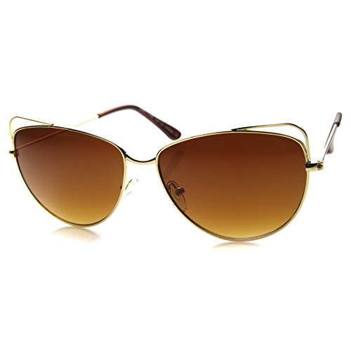 zeroUV Women's Metal Wire Cut Out Slim Temple Cat Eye Sunglasses 58mm2
