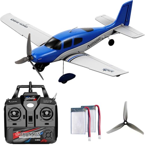 Image of QIDI 580 5-Channel Off-Road Aircraft 3D RC Plane One-Key Hanging Stunt Fixed Wing with Wind Resistant Flight Control for Beginner and Experienced Ready to Fly(Blue)