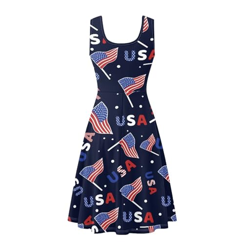 Image of Women Stylish Tank Dresses Sleeveless Round Neck Midi Casual Dress with Pocket for Summer