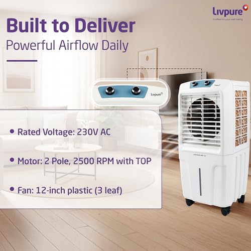 Image of Livpure Coolbud Neo Personal Cooler 48L |240 Sq. Ft. Area Coverage| 20Ft. Poweful Air Throw| Inverter Compatible | Honeycomb Pads | 2 Yrs Motor Warranty & 1 Yr Comprehensive (White)