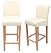 Mendler 2er-Set Barhocker HWC-C33, Barstuhl Tresenhocker, Holz - Creme, helle Beine, Leder