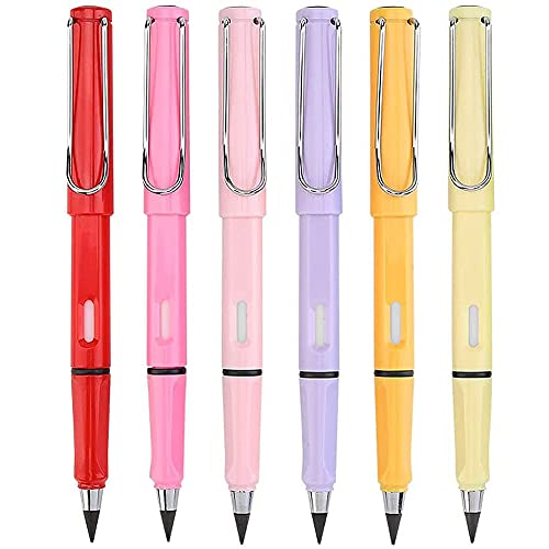 DOUFAN 6Pcs Everlasting Pencil,Technology Unlimited Writing Eternal Pencil No Ink Pen Magic Pencils,Portable Everlasting Pencil Reusable Erasable,Writing Art Sketch Painting Tool Children Gifts (B)
