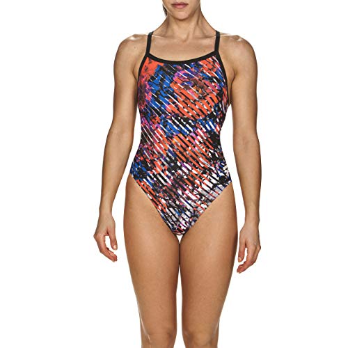 Arena Women's Challenge Back MaxLife One Piece Swimsuit, Hyper Floral Stripes, 34