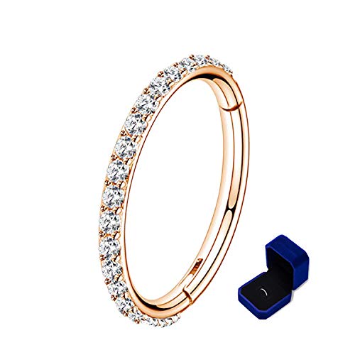 Preisvergleich Produktbild PINKGREEN Klein Creolen für Damen, 316L Creolen mit Weißer Zirkon, Kommt in Schmuck Geschenk Box (Rose Gold, 10)