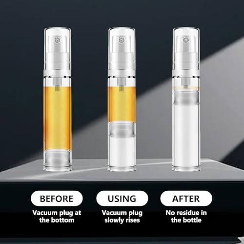 12 Pcs Vacuum Airless Pump Bottles Travel, 0.5oz/15ml 0.35oz/10ml 0.17oz/5ml Clear Plastic Lotion Airless Pump Bottles4