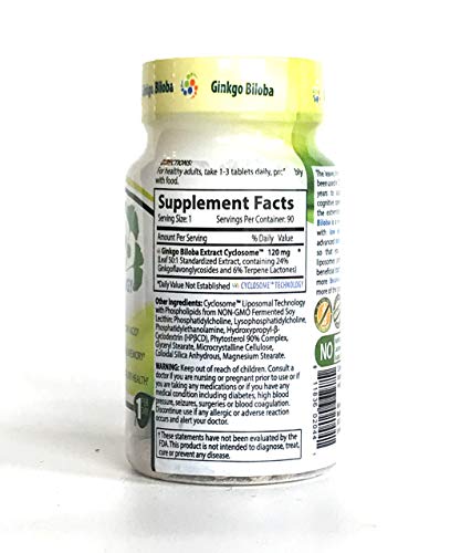 Nature's Essentials Liposomal Ginkgo Biloba | 120Mg Per Pill | Cognitive Support | Maximum Absorption Formula | 3 Month Supply | Non-Gmo | Gluten-Free | Vegetarian | Lab Certified | Usa #TOP3