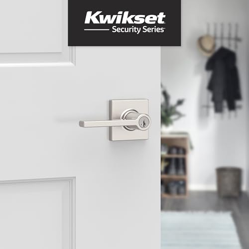 Kwikset Casey Entry Door Handle with Lock and Key, Secure Keyed Reversible Lever Exterior, for Front Entrance and Bedrooms, Satin Nickel, 4 Pack, Pick Resistant SmartKey Rekey Security and Microban by Kwikset - Image 2
