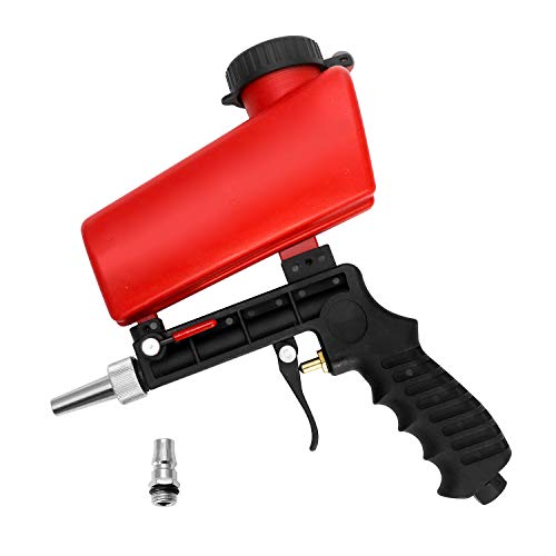 QWORK Pneumatische Sandstrahlpistole, Sandstrahlmaschine Abrasive, austauschbare Pneumatik Sandstrahler Spitzen und Schnellkupplung