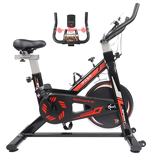 Ifast Indoor Exercise Bike Stationary, 330 Lbs Weight Capacity Heavy Flywheel Cycling Bike With Lcd Monitor & Comfortable Seat Cushion, Smooth Silent Belt Drive Spin Bike For Home Cardio Workout Fitness Training #TOP5