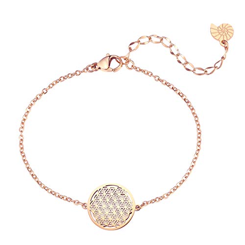 Happiness Boutique Bracelet Fleur de Vie pour Femme Bracelet Fleur de Vie en Or Rose Bijoux en Acier Inoxydable Cover