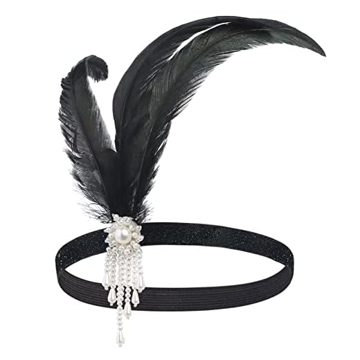 BABEYOND 1920s Stirnband Damen Gatsby Kostüm Accessoires 20er Jahre Flapper Feder Haarband Weiß