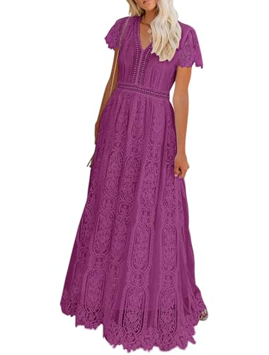 MEROKEETY Women's 2026 V Neck Short Sleeve Floral Lace Wedding