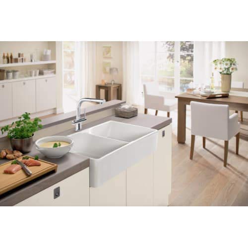 Franke : Mhk72035Wh 35 Double Bowl Fireclay Sink #TOP2