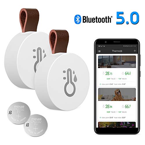 Esolom - Termómetro inalámbrico con Bluetooth, higrómetro, sensor inalámbrico con Beacon, registro de datos y exportación de datos, control remoto de temperatura, humedad para iOS y Android