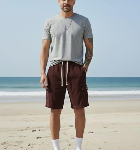 Image of INDICLUB Men's Athletic Performance Shorts,Casual Everyday Wear, Comfortable Drawstring Style