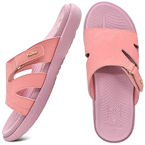 Image of KuaiLu Womens Fashion Orthotic Slides Ladies Athletic Yoga Mat Memory Foam Walking Sandals Thick Cushion Recovery Summer Beach Slippers Comfortable Plantar Fasciitis Arch Support
