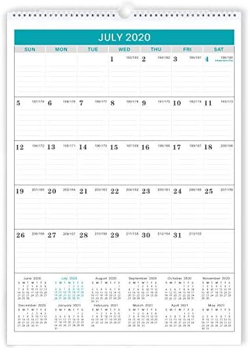 2020-2021 Calendar - 18 Months Wall Calendar 2020-2021 with Julian Date, 12" x 17", Premium Thick Paper Perfect for Organizing & Planning, January 2020 - June 2021, Twin-wire, Ruled Block, Mint