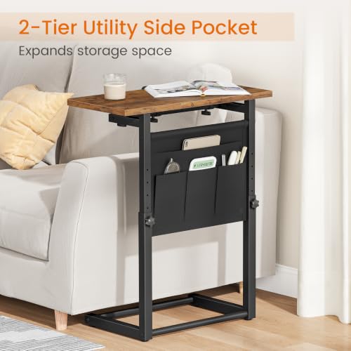 Giikin TV Tray Table, 23.6" Extra Large Side Table, Adjustable Height TV Trays for Eating on Couch, 90° Tilt Angle Foldable C-Shaped End Table with Storage for Small Spaces Sofa Bed Dinner by Giikin - Used condition - Image 7