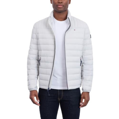 Image of Tommy Hilfiger Mens Embroidered Logo Puffer Jacket
