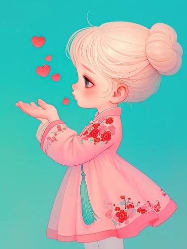 Peinture numero diamant 5D petite fille, broderie diamant 40x50cm kit complet