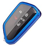 Key Fob Cover Fit for Volkswagen VW MK8 Golf/GTI Skoda Octavia Soft TPU Remote Holder Skin Protector Jacket Keyless Entry Sleeve Accessories (Blue)