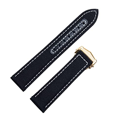 Bracelet de montre en toile de nylon 20mm noir boucle dorée pour Omega Seamaster 300 et AT150