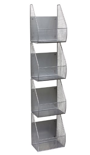 Spectrum Diversified Vertical 4-Tier Storage Basket, Wall Mount, Pewter