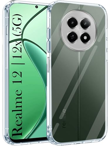 Image of Jkobi Back Case Cover for Realme 12 | Realme 12X (Silicone Clear Shockproof Case with Camera Protection | Soft and Flexible |Transparent)
