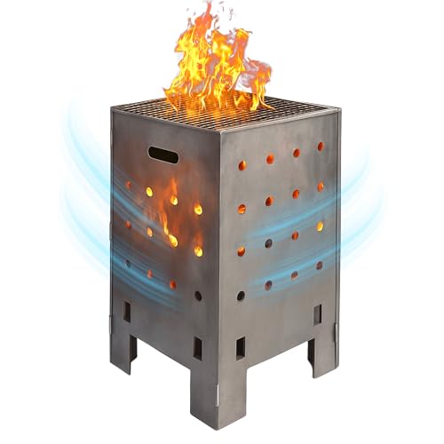 Marabuut Burn Barrel for Outdoor Trash – New Upgraded Reinforced Lid Heavy Duty Corten Steel Fire...