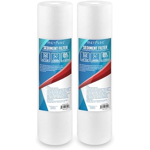 Metpure 20" x 4.5" Whole House Sediment Water Filter Cartridge - 5 Micron Melt-Blown Polypropylene 20-inch Water Filter Replacement. Compatible with Hydronix, Pentek DGD Series, and more. 2 Pack Cover