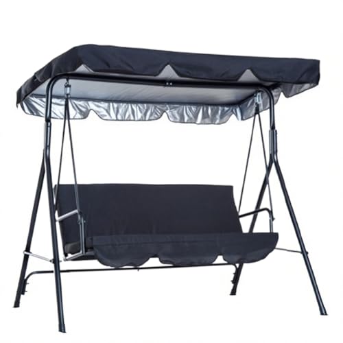 Swing Canopy Replacement Top, 3 Seat Outdoor Patio Swing Canopy Replacement Cover for Porch Patio Garden Seat (Black/76 * 49 * 5.9)