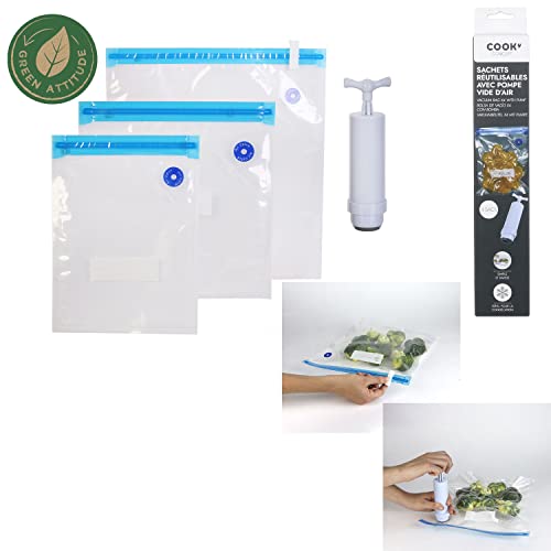 Bolsa reutilizable con bomba vacía de aire (lote de 4)