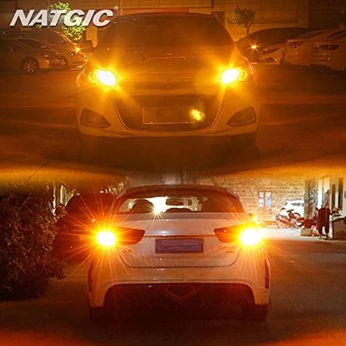 BAU15S(150°) PY21W LED Bulbs Amber, NATGIC 12496 7507 5009 LED CanBus Error Free Built-in Load Resistor for Car Front or Rear Turn Signal Lights Blinker Light - 89 Pcs LED Chips 4000LM 20W (2-Pack)