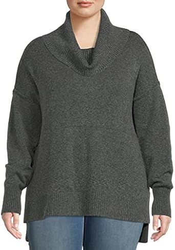 Womens Plus Size Cowl Neck Tunic Sweater Grey, 2X