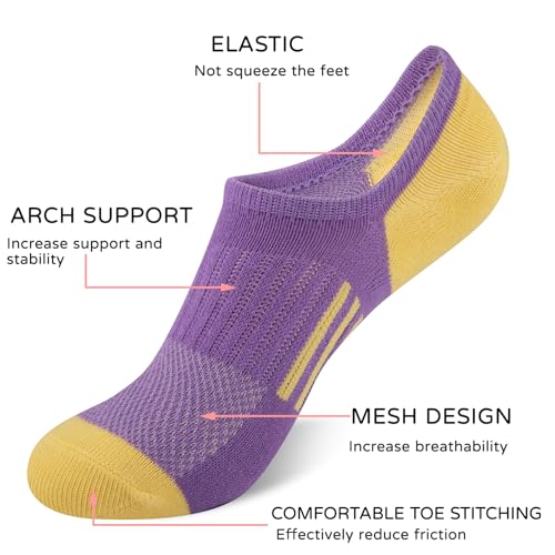 Comfoex 12 Pairs Girls No Show Socks Cotton Non Slip Mesh Low Cut Ankle Invisible Kids Socks With Grips3