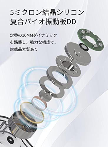 【バランスな音質表現・音質重視モデル】KBEAR Rosefinch 有線イヤホン ヘッドホン Wired Earphones 耳掛け 5μmシリコン複合バイ才振動板 10mmダイナミック ゲーム ゲーミング HIFI音質 原音忠実 プロ仕様 高遮音性 小型/軽量 スポ一ツ/音楽モニター/ゲーム用 軽量設計 多機種対応 (ブラック、マイクなし)………