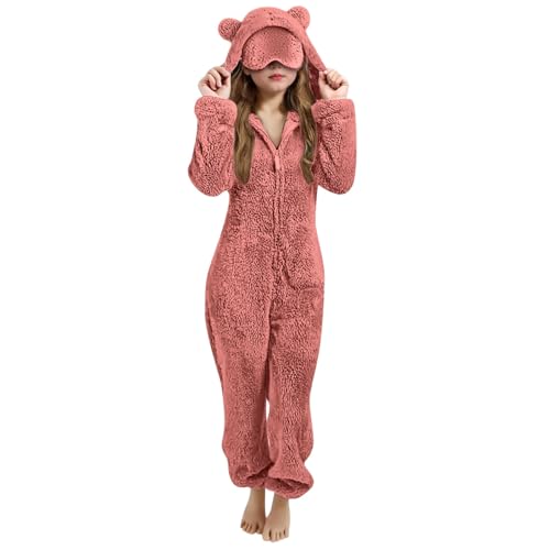 Genérico Pijama de Forro Polar Acogedor con Capucha, Ojos y Orejas niñas, Mono de Invierno (7-8 Years)