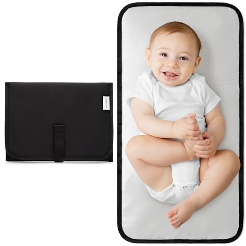 Image of Comfy Cubs Baby Changing Pad Compact Size - Waterproof Diaper Changing Mat with Cushioned Pillow - Soft & Lightweight, Foldable Design for Travel - Stylish Design for Boys and Girls - Solid Black